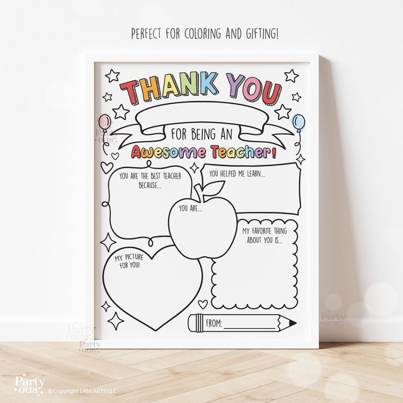 Teacher Appreciation Printable Teacher Appreciation Week Gift Thank You Teacher Gifts Coloring Pages School Kids Instant Digital Download image 3