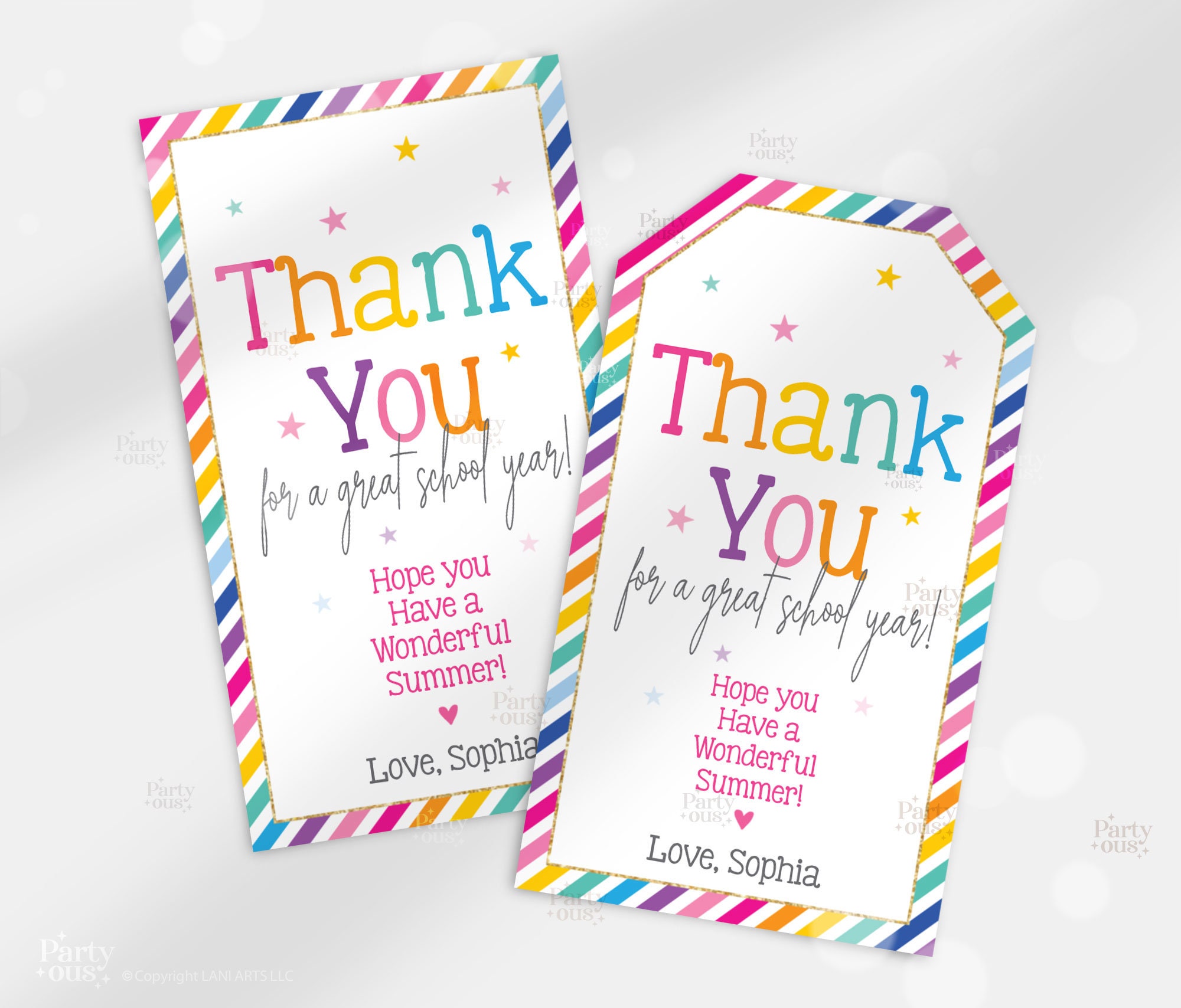 Editable Last Day of School Tags Thank You End of Year Teacher Gift Tag ...