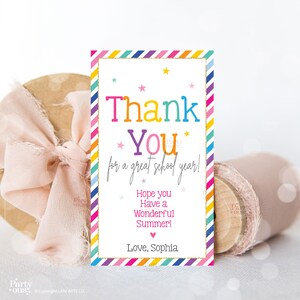 Editable Last Day of School Tag Thank You End of Year Teacher Gift Tags ...