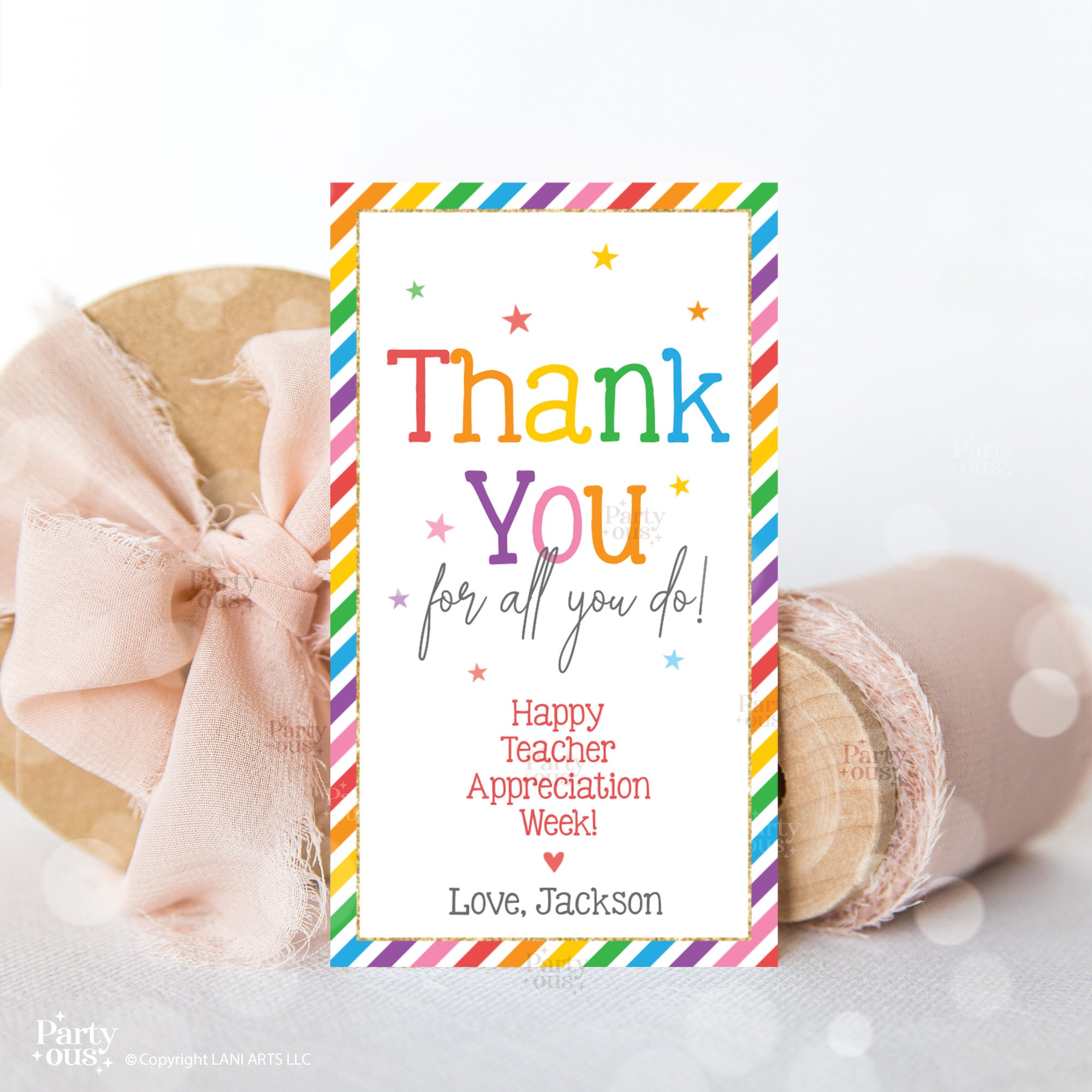 Editable Teacher Appreciation Week Gift Tags Thank You for All You Do ...