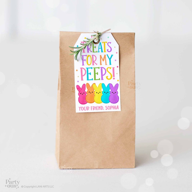 Editable Easter Gift Tags Treats For My Peeps Easter Basket Treat Tag School Party Favor Printable Label Template Instant Digital Download image 2