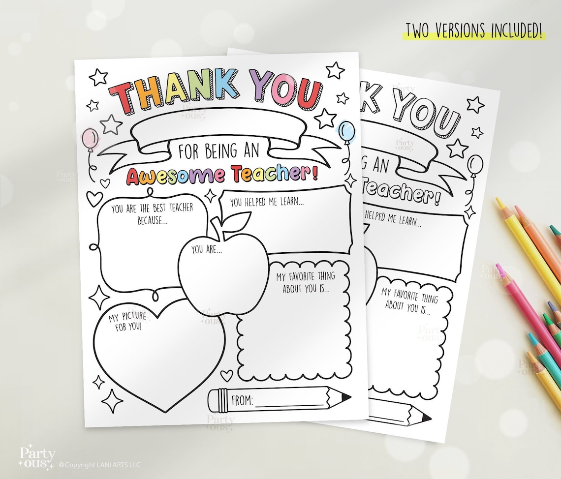 Teacher Appreciation Week Printable Teacher Appreciation Gift Thank You Coloring Pages School Kids Teacher Gifts Instant Digital Download image 1 Thank You Teacher Messages for Students & Parents