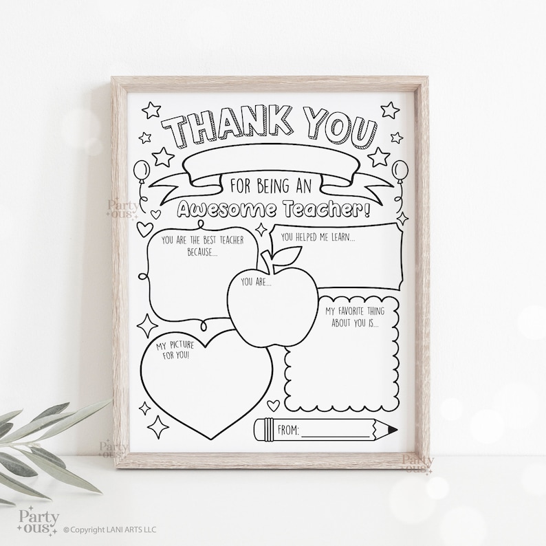 Teacher Appreciation Printable Teacher Appreciation Week Gift Thank You Teacher Gifts Coloring Pages School Kids Instant Digital Download image 4