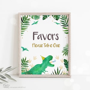 Dinosaur Party Favors Sign Dino Party Birthday Party Baby Shower Sign Instant Digital Download Jurassic T Rex Printable Favor Table Sign