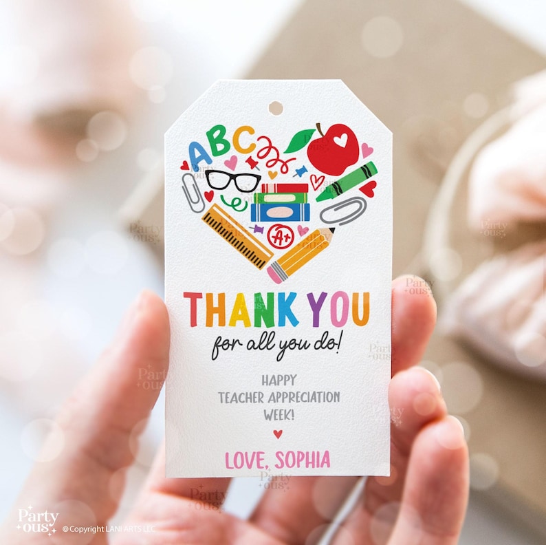 Editable Teacher Appreciation Week Gift Tags Thank You Teacher Gift Tag ...