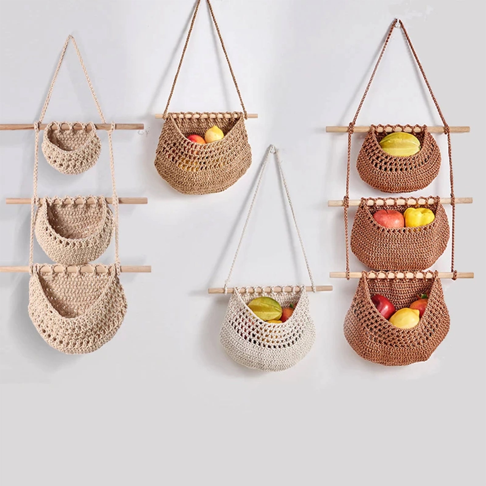 Macrame Hanging Basket Boho Home Decor Hanging Fruit Basket Etsy
