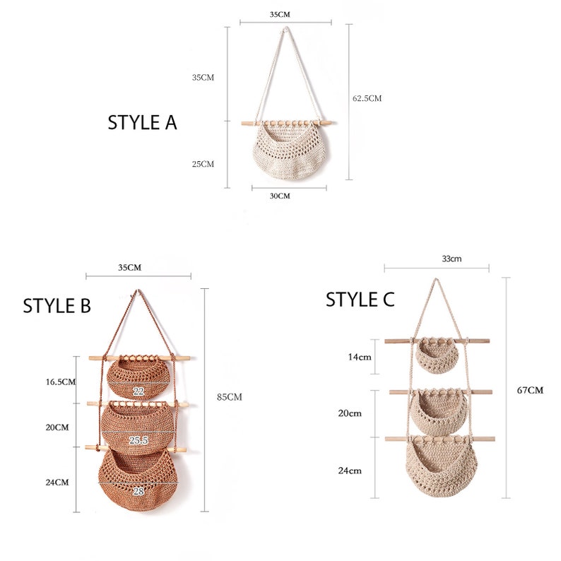 Macrame Hanging Basket Boho Home Decor Hanging Fruit Basket Etsy