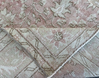 Neutral Oushak Rug, 7x10 Turkish Rug, Handmade Area Rug, Faded Vintage Rug, 7x10 Antique Rug, Muted Anatolian Rug, Living Room Rug, Boho Rug
