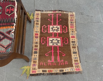 Turkish Rug 2x3, Anatolian Rug, Oushak Rug, Mini Rug, 2x3 Door Mat Rug, Small Rug, Antique Rug, Handmade Rug,2x3 Bath Mat Rug, Vintage Rug