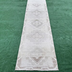 2x12 Neutral Runner, Vintage Narrow Runner, Handmade Oushak Runner, Long Hallway Rug, Wool Entryway Rug, 2x12 Antique Runner, Turkish Runner