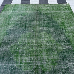 Neutral Vintage Rug 7x10, Turkish Oushak Area Rug, Green Vintage Rug 7x10, Bohemian Muted Rug, İnterior Faded Rug, Oriental Large Rug 7x10