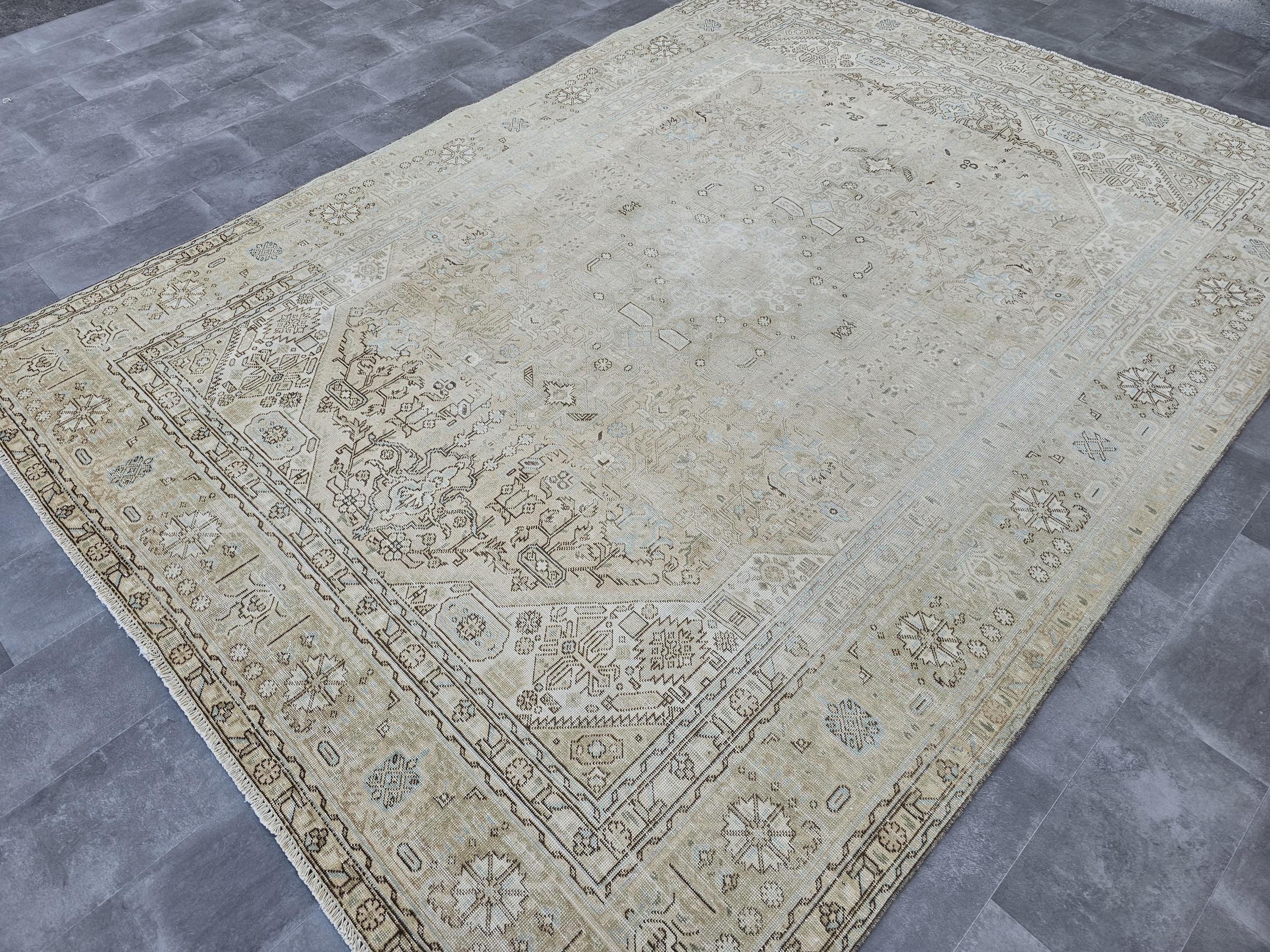 8x11 Turkish Rug, Oversized Oushak Rug, Neutral Wool Rug, Hand