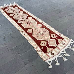 Old Rug, 3x12 Neutral Runner Rug, Turkish Runner Rug, Soft Rug, Handwoven Runner, 3x12 Runner, Anatolian Runner, Bohemian Rug, Hallway Rug