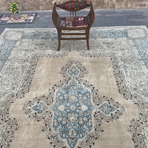 Weicher türkischer Teppich 10x13, Vintage Antiker Teppich, Handgefertigter Großer Teppich, Authentischer Alter Teppich, Oushak Teppich, 10x13 Schlafzimmer Teppich, Esszimmerteppich