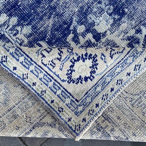 8x11 Antique Rug, Vintage Blue Rug, Neutral Wool Rug, Handmade Soft Rug, Oriental Oushak Rug, 8x11 Bedroom Rug, Living Room Rug, 8x11 Rug