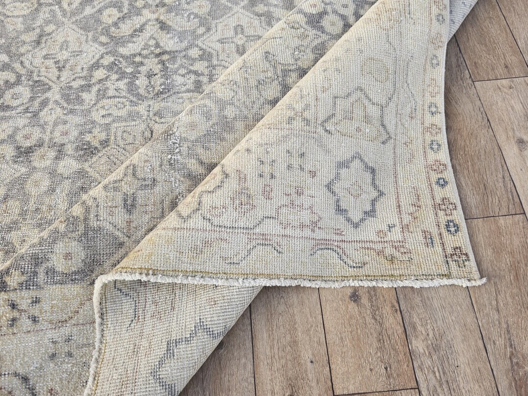 7x9 Neutral Vintage Rug, Oversized Area Rug, Hand Woven Wool Rug ...