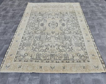 9x12 Neutral Rug, Oversized Oushak Rug, Handmade Antique Rug, Turkish Large Rug, Dining Room Rug, 9x12 Vintage Rug, Unique Bedroom Rug, Rug