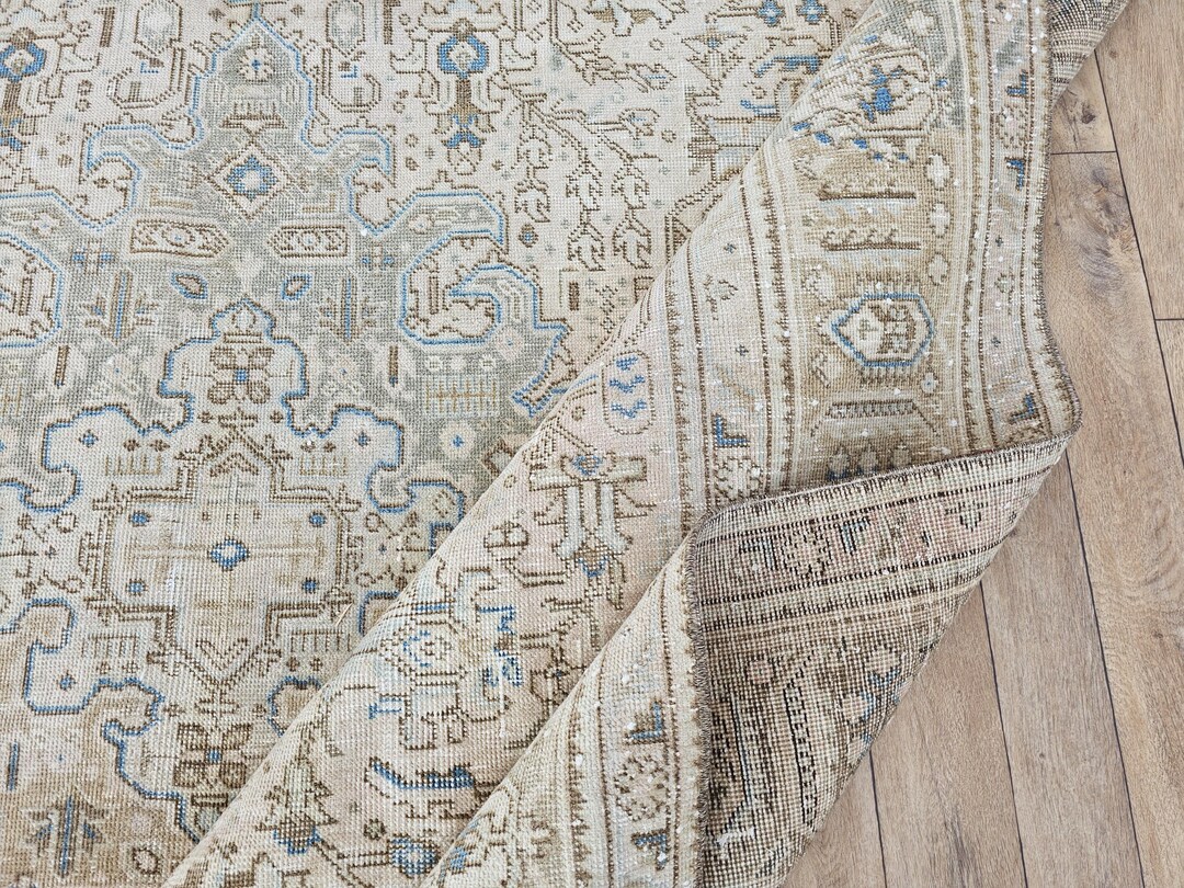 8x10 Antique Rug, Vintage Large Rug, Neutral Handmade Rug, Oversized ...
