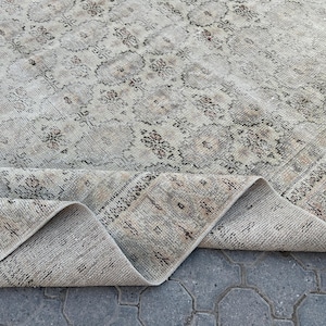 7x10 Area Rug, Beige Oushak Rug, Handmade Gray Rug, Muted Bedroom Rug, Gift Rug For Home, Large Area Rug, Rug For Dining Room, 7x10 Wool Rug