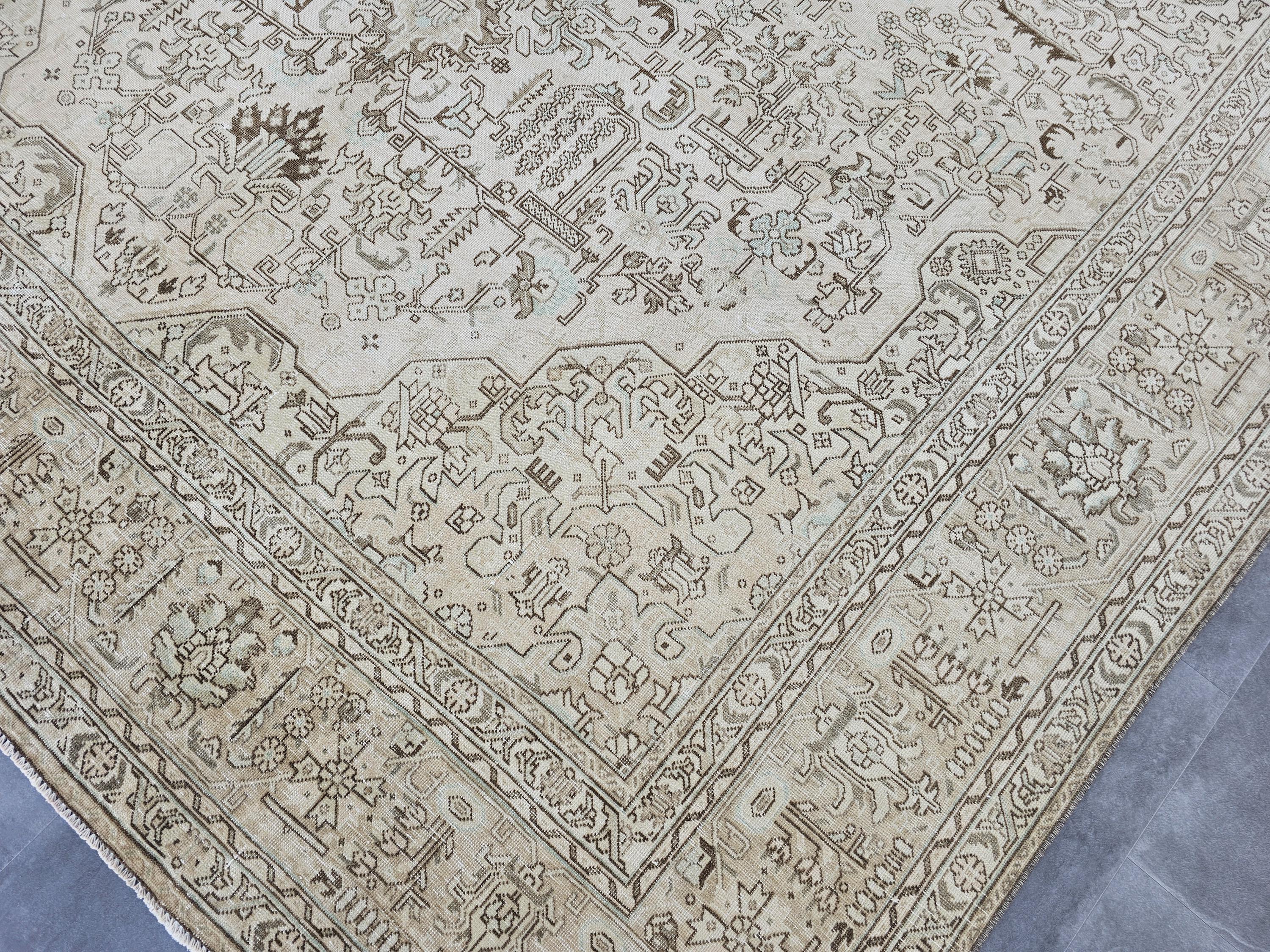 10x12 Neutral Rug, Vintage Large Rug, Handmade Area Rug, Dining Room ...