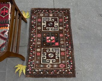 2x3 Vintage Rug, 2x3 Door Mat Rug, Vintage Rug, Turkish Rug 2x3, Anatolian Rug,2x3 Small Rug, Antique Rug, Handmade Rug,Oushak Rug, Mini Rug