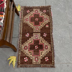 1x3 Vintage Rug,1x3 Turkish Rug, Bath Mat Rug,1x3 Rug,Vintage Mini Rug,Door Mat Rug, Small Rug, Wool Mini Rug,1x3 Anatolian Rug, Natural Rug