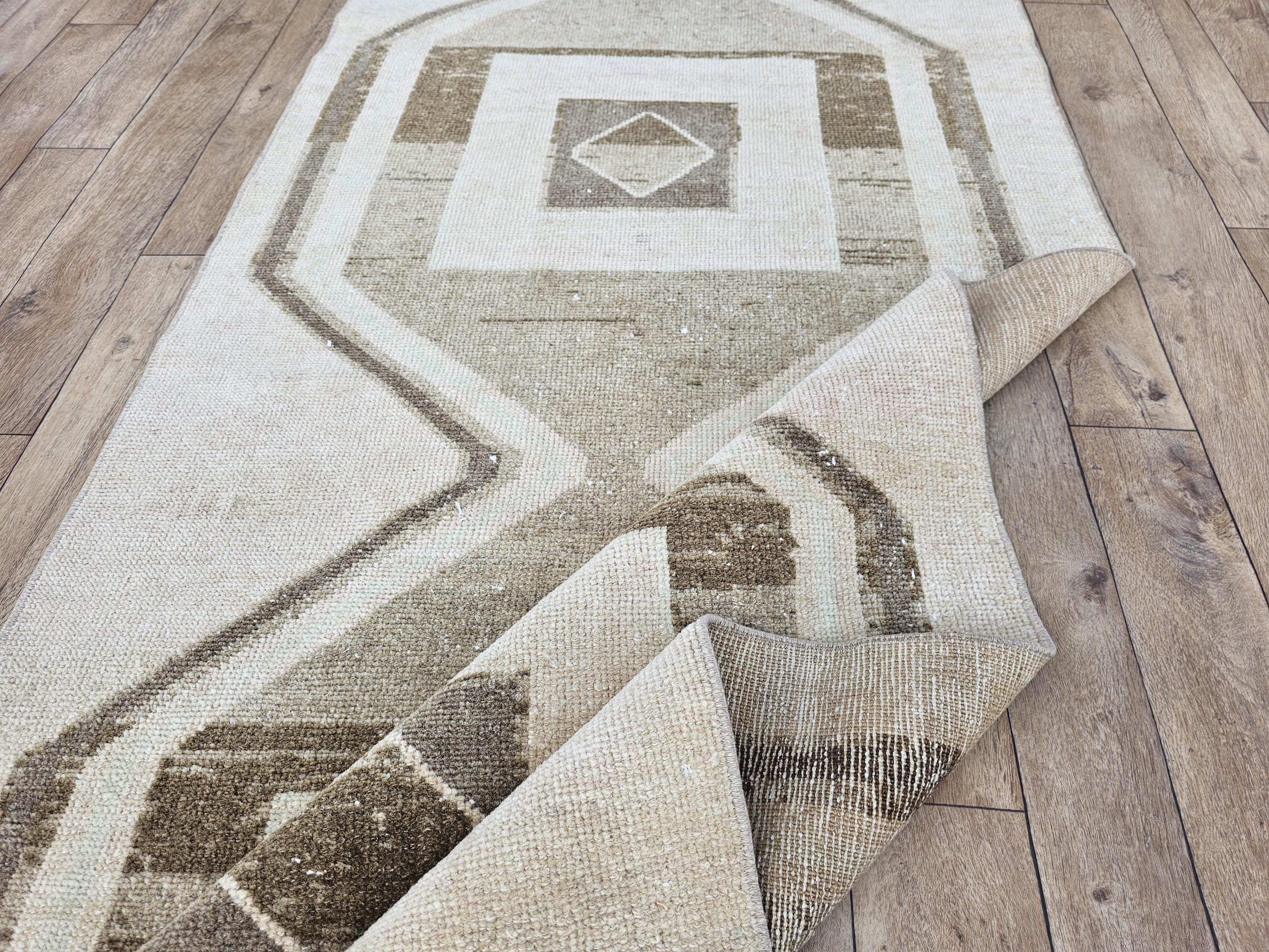 3x15 Neutral Rug, Vintage Corridor Rug, Turkish Beige Runner, Handmade ...