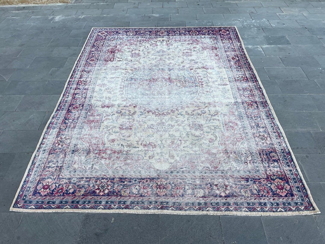 8x11 Oversize Rug, Turkish Vintage Area Rug,hand Knotted Oushak Rug
