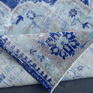 Blue Oushak Rug, 8x11 Vintage Antique Rug, Neutral Turkish Rug, Hand Woven Large Rug, 8x11 Heriz Patterned Rug, Anatolian Muted Rug