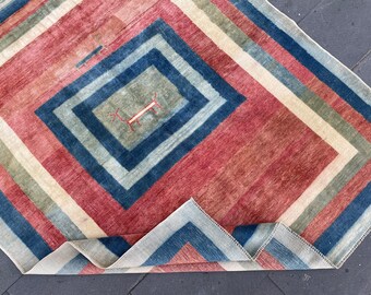 4.79x5.64 Feet Kids Room Rug, Vintage Area Rug, Turkish Oushak Area Rug, Colorful Rug, Handwoven Vintage Rug, Boho Decor Rug, Soft Area Rug