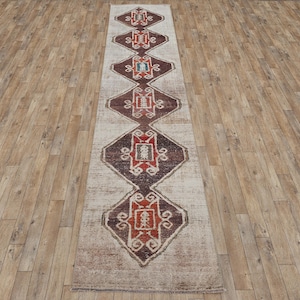 3x14 Turkish Rug Runner, Oushak Runner, Handmade Wool Rug, Long Runner Rug, Faded Hallway Runner, Entryway Rug, Decorative Home Rug
