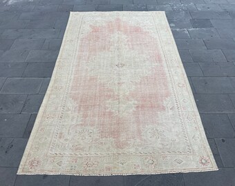 6x10 Natural Area Rug, Turkish Rug, Oushak Rug, Vintage Rug, Turkish Area Rug, Oushak Area Rug, Boho Rug, Handmade Area Rug, Faded Rug, Rug