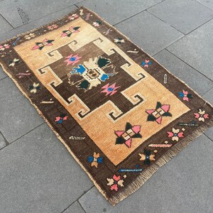 2x3 Anatolian Rug, Vintage Mini Rug, Kars Rug, Oushak Rug, 2x3 Natural Rug, Bath Mat Rug, Door Mat Rug, Old Small Rug, Small Rug, 2x3 Rug