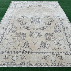Large Vintage Rug, 10x13 Antique Rug, Handmade Bedroom Rug, Soft Turkish Rug, 10x13 Oushak Rug, Neutral Rug, Oriental Rug, Faded Rug