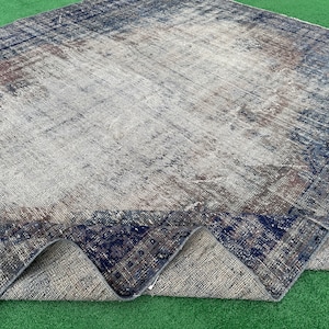 8x11 Vintage Oushak Rug, Large Soft Rug, Muted Turkish Rug, Oversize Hand Woven Rug, 8x11 Faded Dining Room Rug, Neutral Antique Rug, Rug
