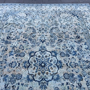 8x11 Neutral Large Rug, 8x11 Muted Vintage Oversized Rug, Large Faded Rug, Antique Large Rug, Big Size Carpet Rug 11.19 x 7.87 Feet