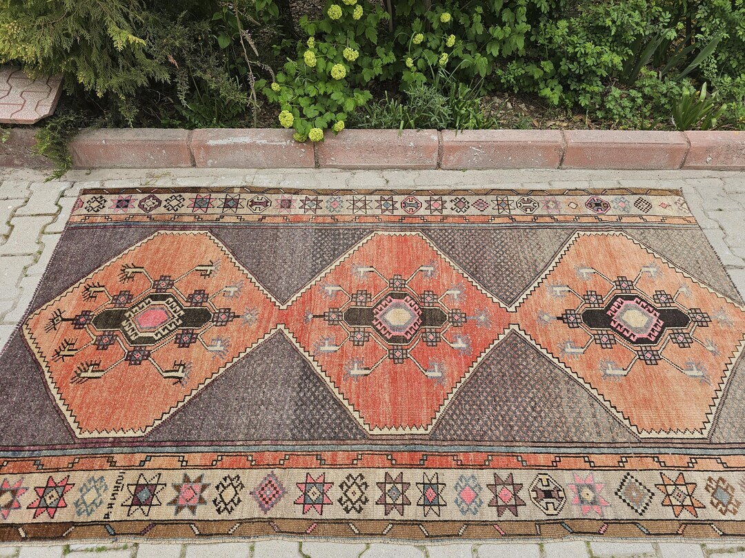 4x8 Kitchen Runner, Antique Wide Runner, Neutral Runner Rug, Turkish ...