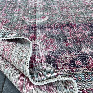 8x11 Soft Turkish Rug, Neutral Area Rug, Handmade Wool Rug, Vintage Large Rug, Antique Floral Rug, Oversized Oushak Rug, Authentic Rug, Rug