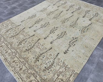 8x11 Oversized Rug, Vintage Area Rug, Antique Handmade Rug, Living Room Rug, Muted Oushak Rug, Turkish Large Rug, 8x11 Anatolian Rug