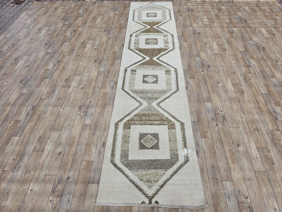 3x15 Turkish Runner, Handmade Long Runner, Neutral Hallway Rug ...