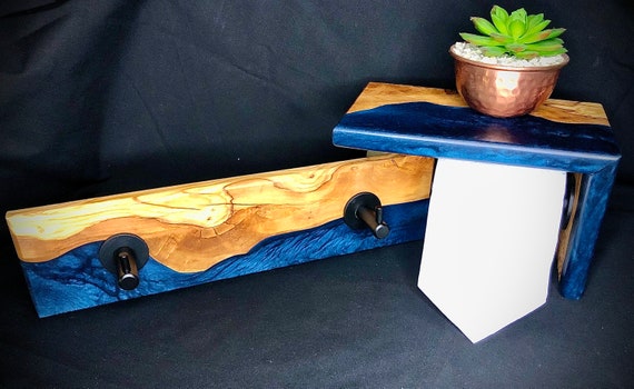 Plateau De Service En Bois Et époxy Bleu Fait Main - Blue River Board