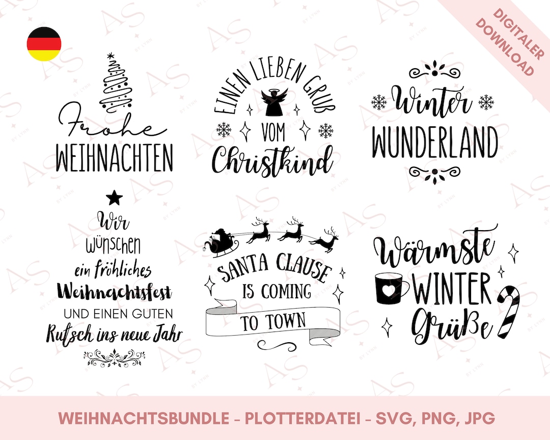 Plotterdatei Weihnachten Deutsch Set Plottervorlage Etsy.de