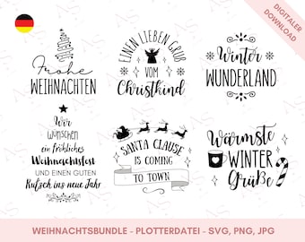 Plotter File Christmas German Set | Plotter template Christmas German svg, png, jpg | Lettering German plotter | Digital Download