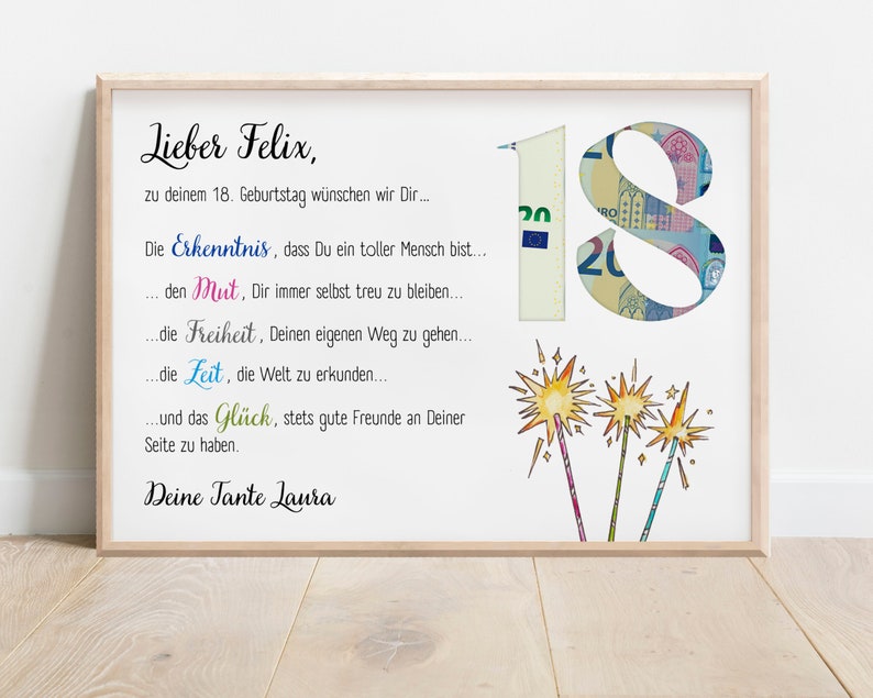 18 Geburtstag Geldgeschenk Personalisiert 18. Geburtstag Tolle