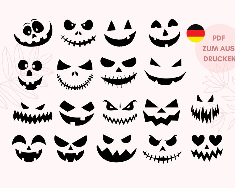 18 Kürbisse Schnitzen Vorlagen zum Ausdrucken Kürbisgesichter svg png