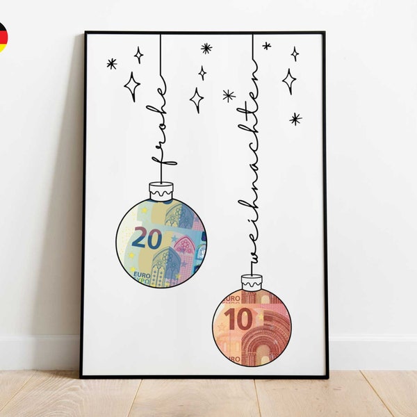 Money gift Christmas German | DIY money gift to cut out | Christmas present to print | Digital download