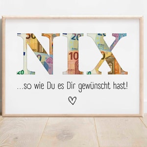 Money gift birthday personalizable "Nix" | Birthday Card Money | birthday present to print | Digital download