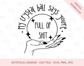 Halloween fortune teller svg png | Cutting Files for Cricut | Mystical Sublimation png | Witch crystal ball svg | Halloween Line Art Svg