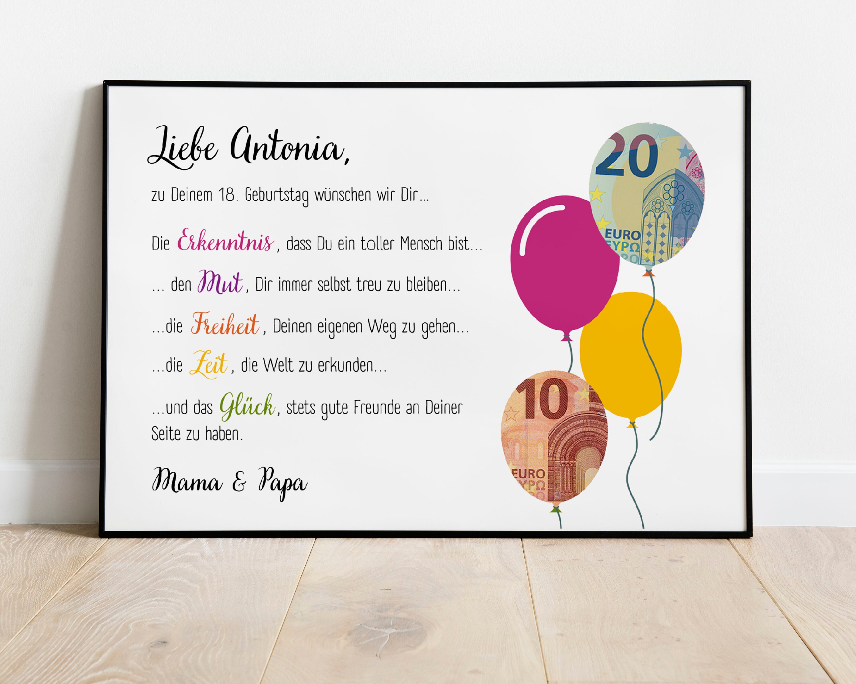 18 Geburtstag Geldgeschenk Personalisiert Ballons Tolle Alternative zur