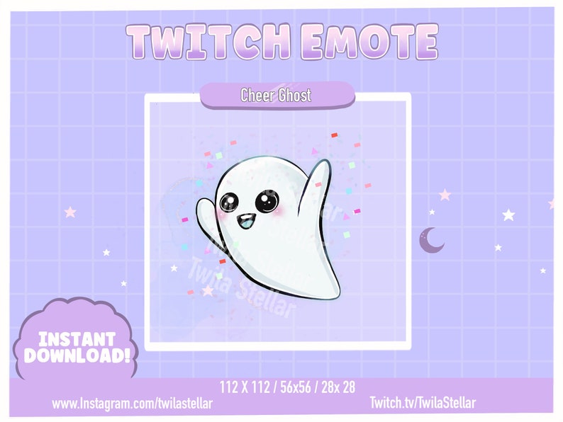 Cute Cheer Ghost Emote Twitch Emotes Pre Made Emotes Cheer Kawaii